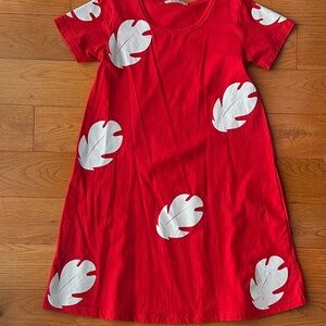 Lilo & Stitch Tee Shirt DressRed Leaf Pattern Kids Dress